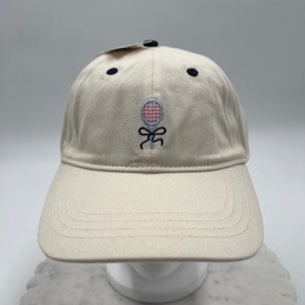 Frasier‎ Sterling Sport Cream Tennis Racket Embroidered Baseball Cap Hat NWT